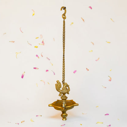 Brass Anna Bird Hanging Deepam – Peacock Hanging Oil Lamp for Pooja | Thar Arts & Furniture