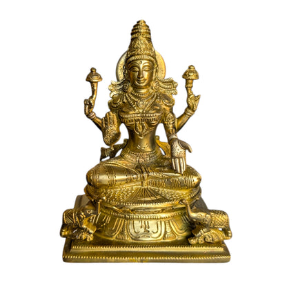 Handcrafted Brass Lakshmi Statue | Premium Solid Brass Idol for Home Temple & Décor
