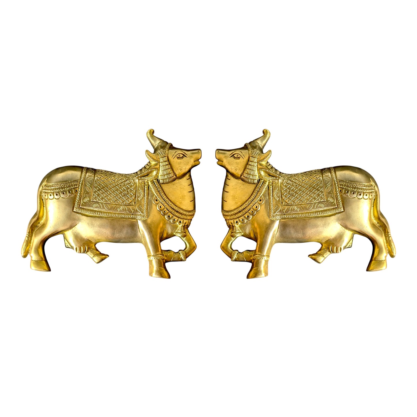 Brass Cow Pair Wall Decor (Kamdhenu) – Decorative Brass Wall Hanging