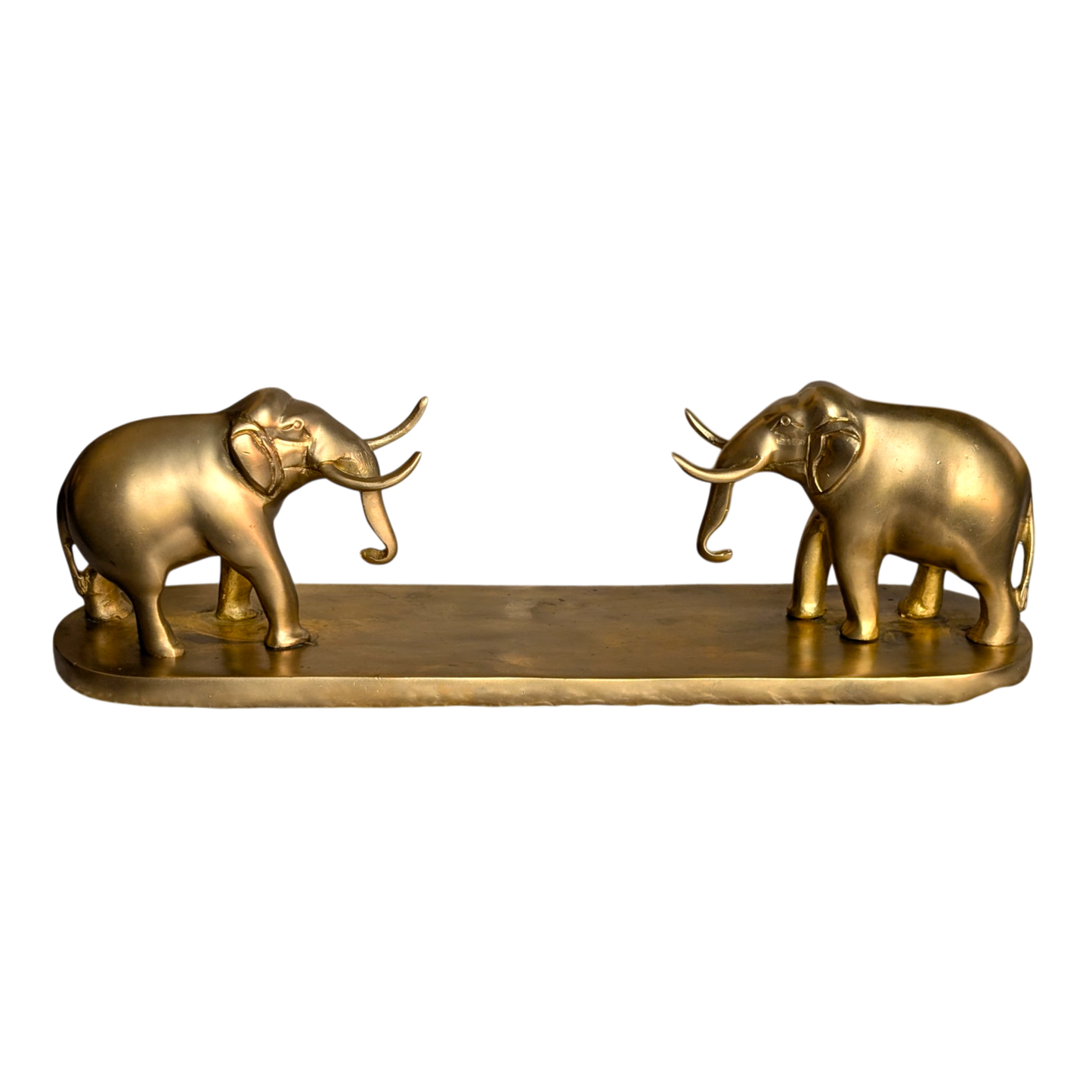 Brass Elephant Pair on Base – Decorative Brass Showpiece for Home