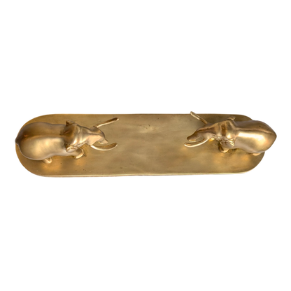 Brass Elephant Pair on Base – Decorative Brass Showpiece for Home