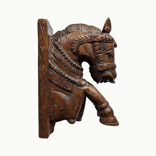 12 Inch Wooden Horse Wall Bracket – Handcarved Decorative Bracket | Thar Arts & Furniture