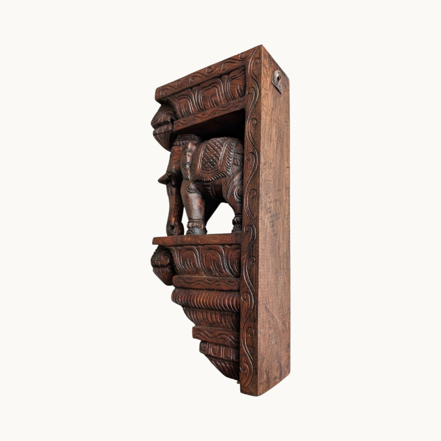 18 Inch Wooden Elephant Wall Bracket – Hand-Carved Decorative Wall Support