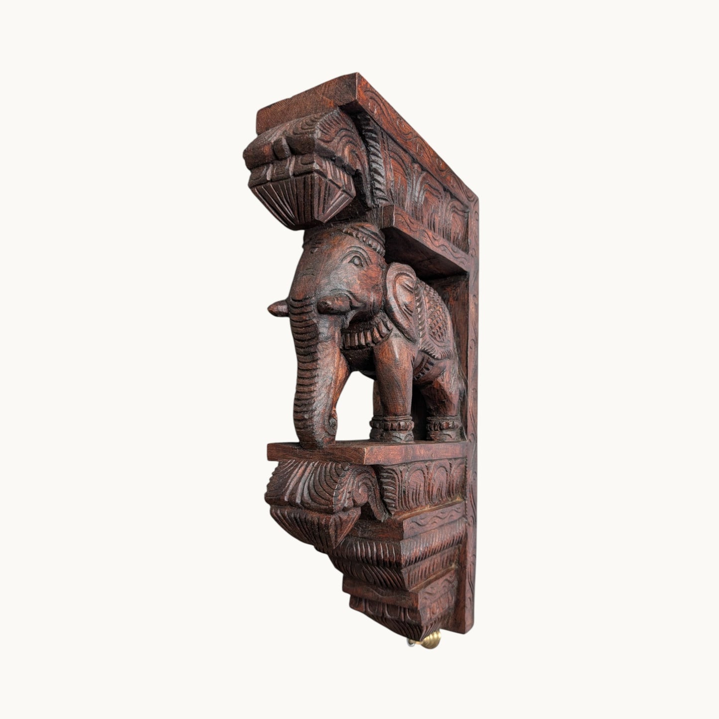 18 Inch Wooden Elephant Wall Bracket – Hand-Carved Decorative Wall Support