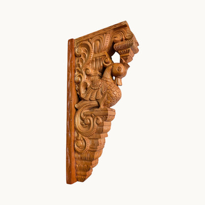 18 Inch Teakwood Finish Swan Wall Bracket – Hand-Carved Decorative Support