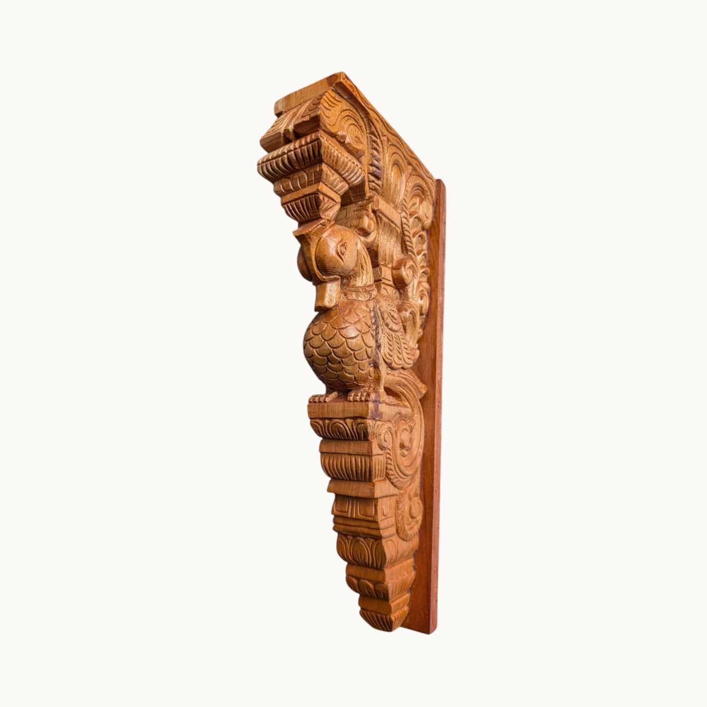 18 Inch Teakwood Finish Swan Wall Bracket – Hand-Carved Decorative Support