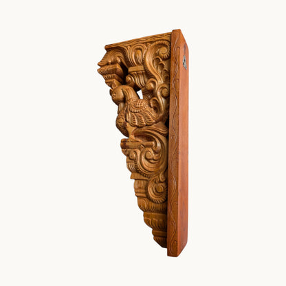 18 Inch Teakwood Finish Swan Wall Bracket – Hand-Carved Decorative Support