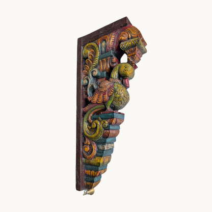 18 Inch Hand-Carved Painted Wooden Bracket – Handcrafted Wall Bracket Shelf