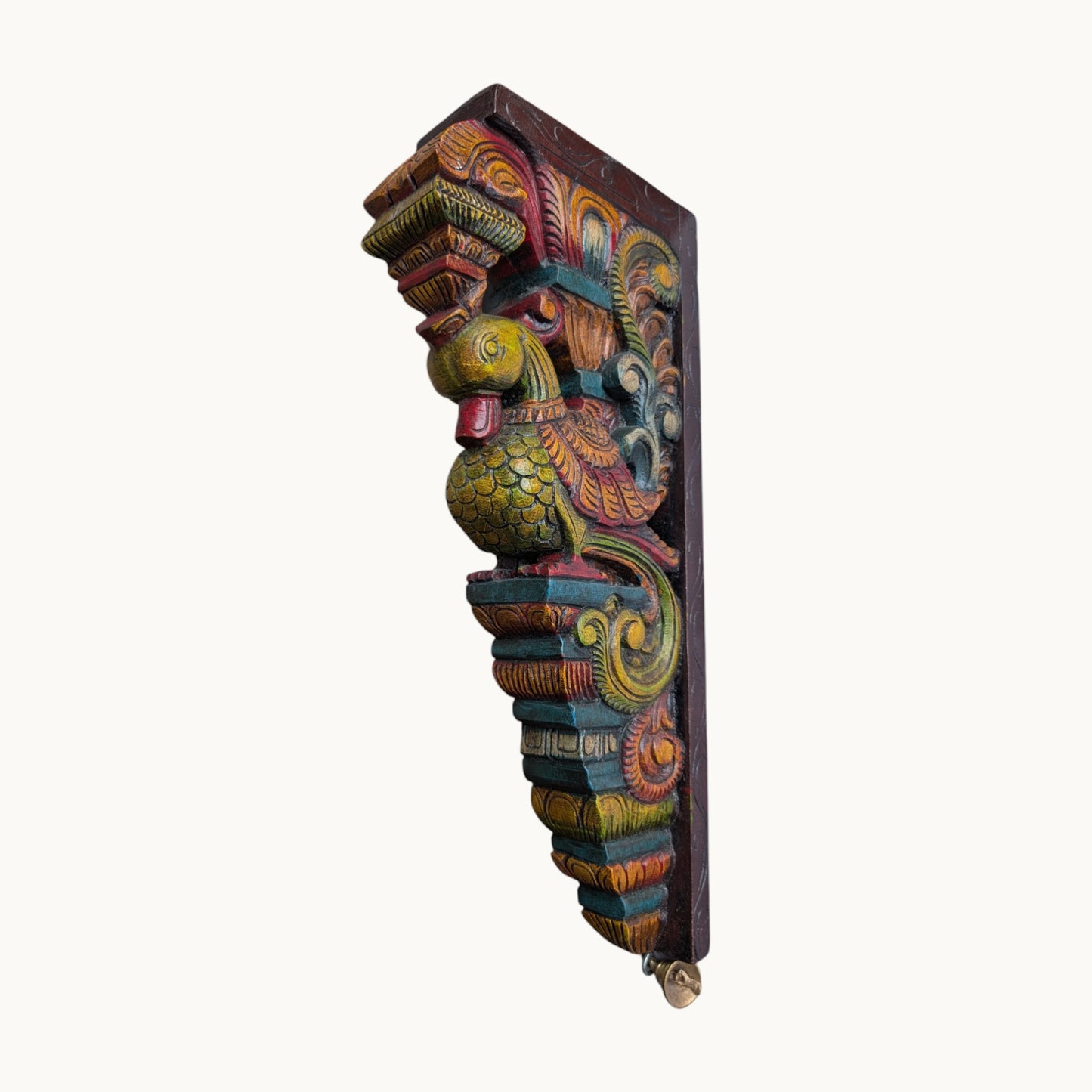 18 Inch Hand-Carved Painted Wooden Bracket – Handcrafted Wall Bracket Shelf