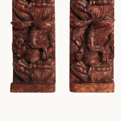 Thar Arts And Furniture - Vertical Ashta Ganesha Wall Panel Pair