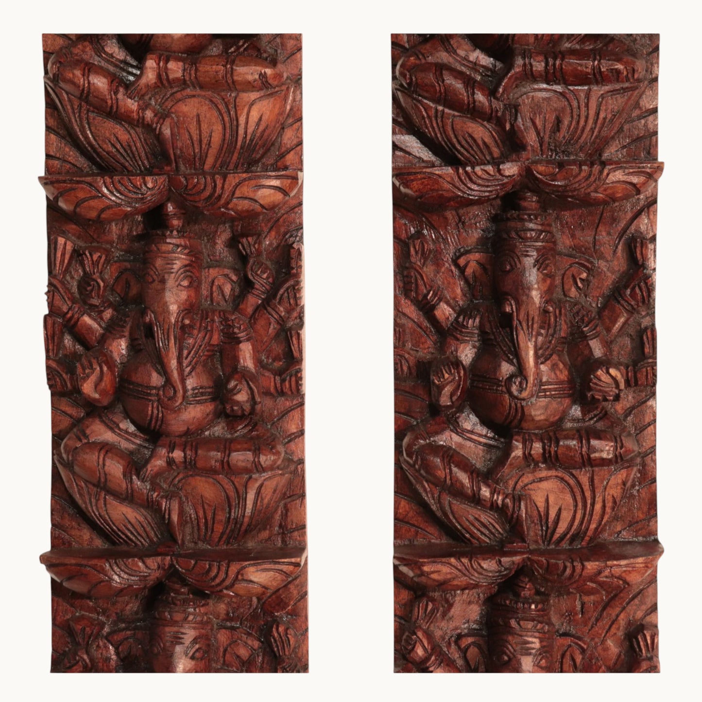 Thar Arts And Furniture - Vertical Ashta Ganesha Wall Panel Pair