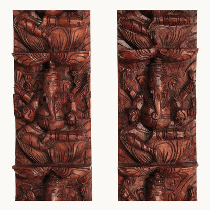 Thar Arts And Furniture - Vertical Ashta Ganesha Wall Panel Pair