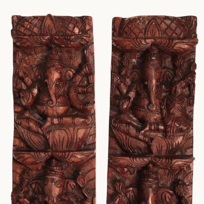 Thar Arts And Furniture - Vertical Ashta Ganesha Wall Panel Pair