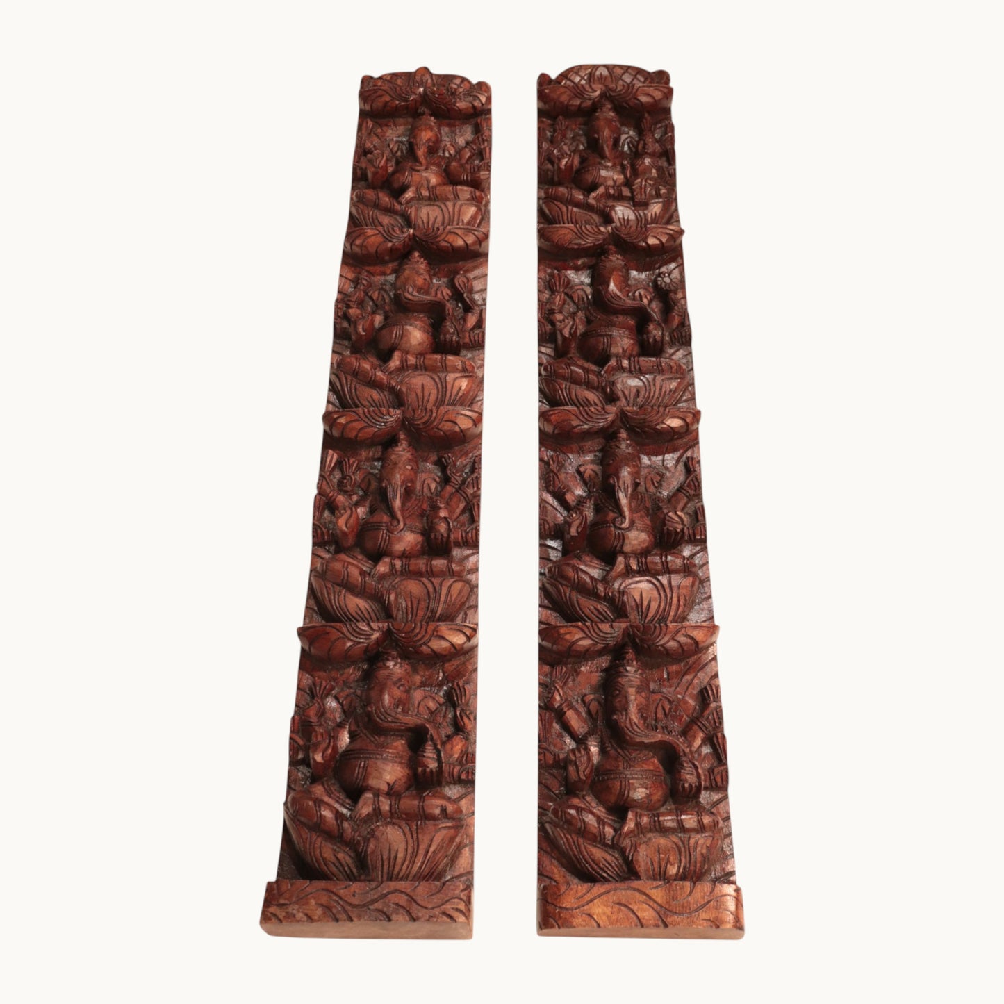 Thar Arts And Furniture - Vertical Ashta Ganesha Wall Panel Pair