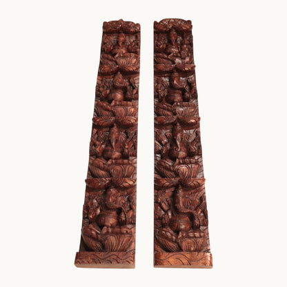 Thar Arts And Furniture - Vertical Ashta Ganesha Wall Panel Pair