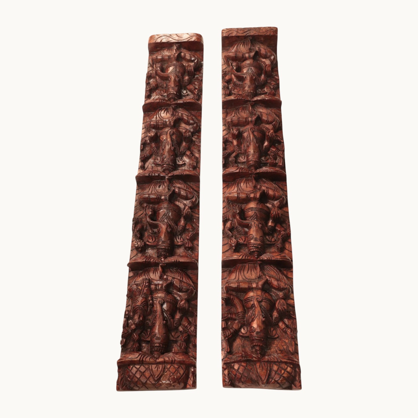 Thar Arts And Furniture - Vertical Ashta Ganesha Wall Panel Pair