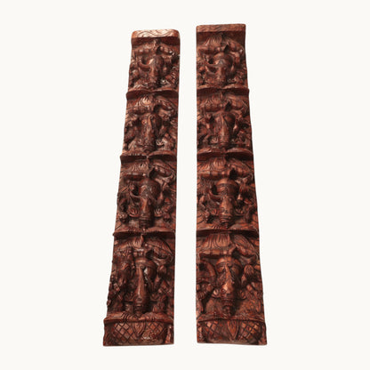 Thar Arts And Furniture - Vertical Ashta Ganesha Wall Panel Pair