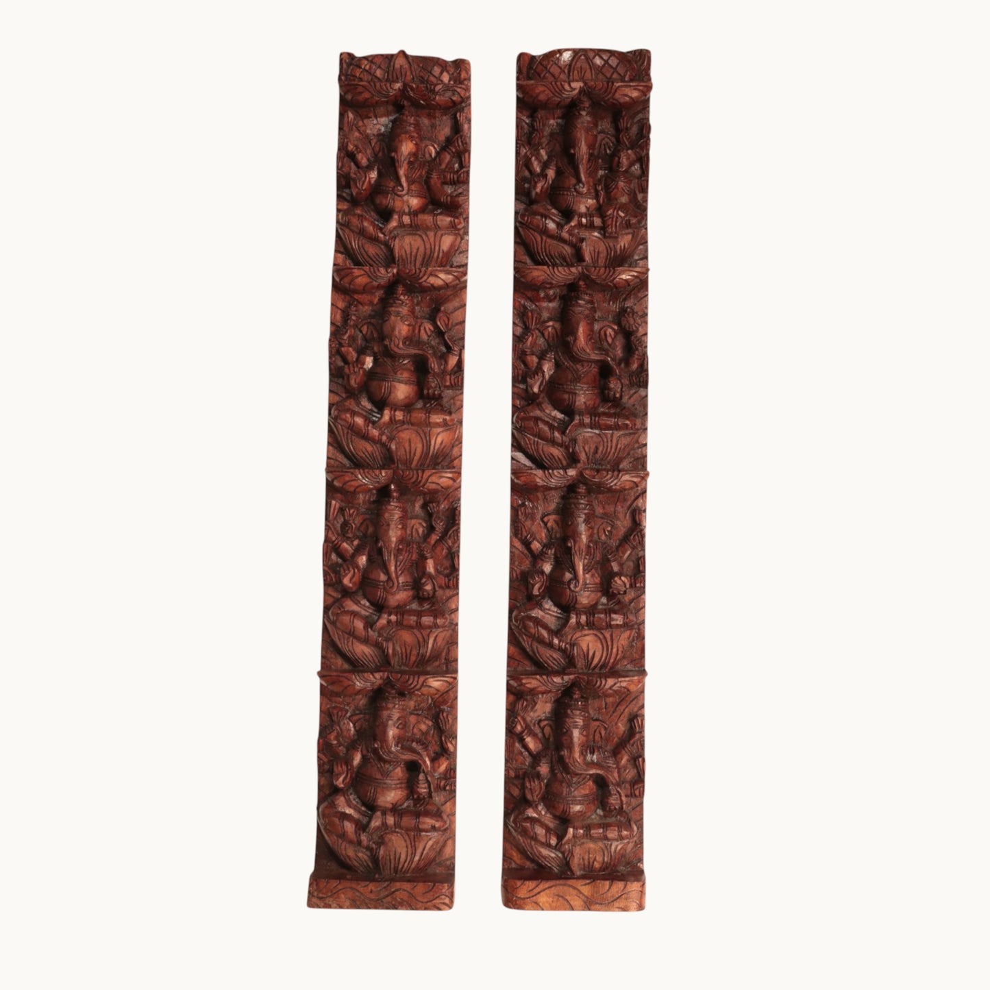 Thar Arts And Furniture - Vertical Ashta Ganesha Wall Panel Pair