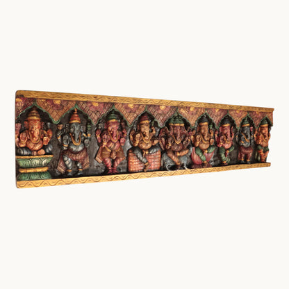 Thar Arts And Furniture - Wooden Ashta Ganapati Panel