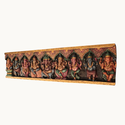 Thar Arts And Furniture - Wooden Ashta Ganapati Panel