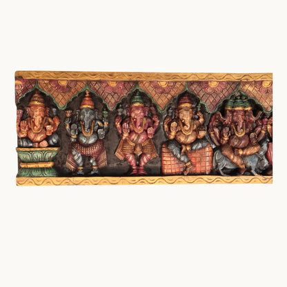 Thar Arts And Furniture - Wooden Ashta Ganapati Panel