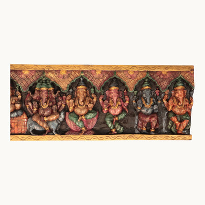Thar Arts And Furniture - Wooden Ashta Ganapati Panel