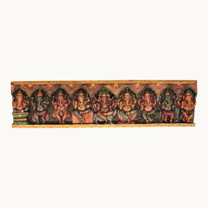 Thar Arts And Furniture - Wooden Ashta Ganapati Panel