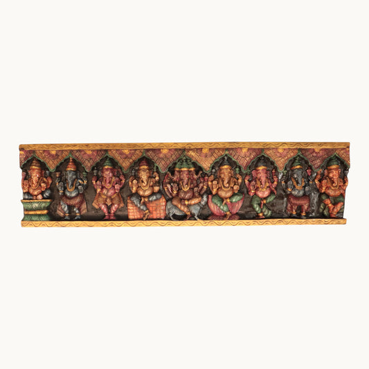 Thar Arts And Furniture - Wooden Ashta Ganapati Panel
