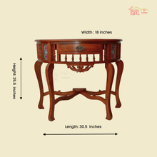 Semi Circle Shaped Carved Wooden Console Table