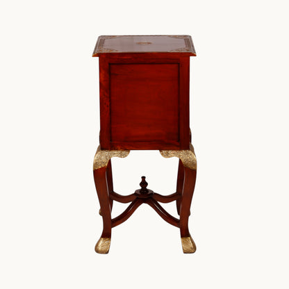 Thar Arts And Furniture - Embossed Antique Brass Work Side Table / stool with brass work