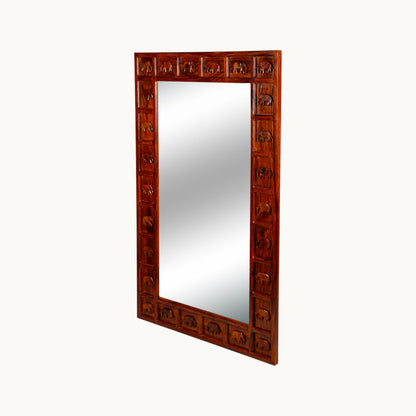 Thar Arts And Furniture - Sheesham Ethnic brown wooden Mirror with Elephant Frame
