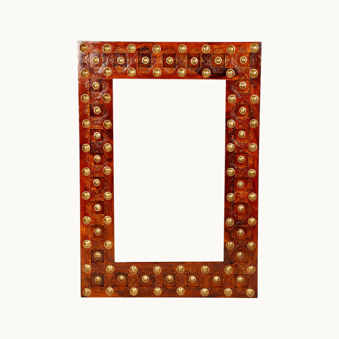 Thar Arts And Furniture - Sheesham wood Mirror with Frame brass art Finish