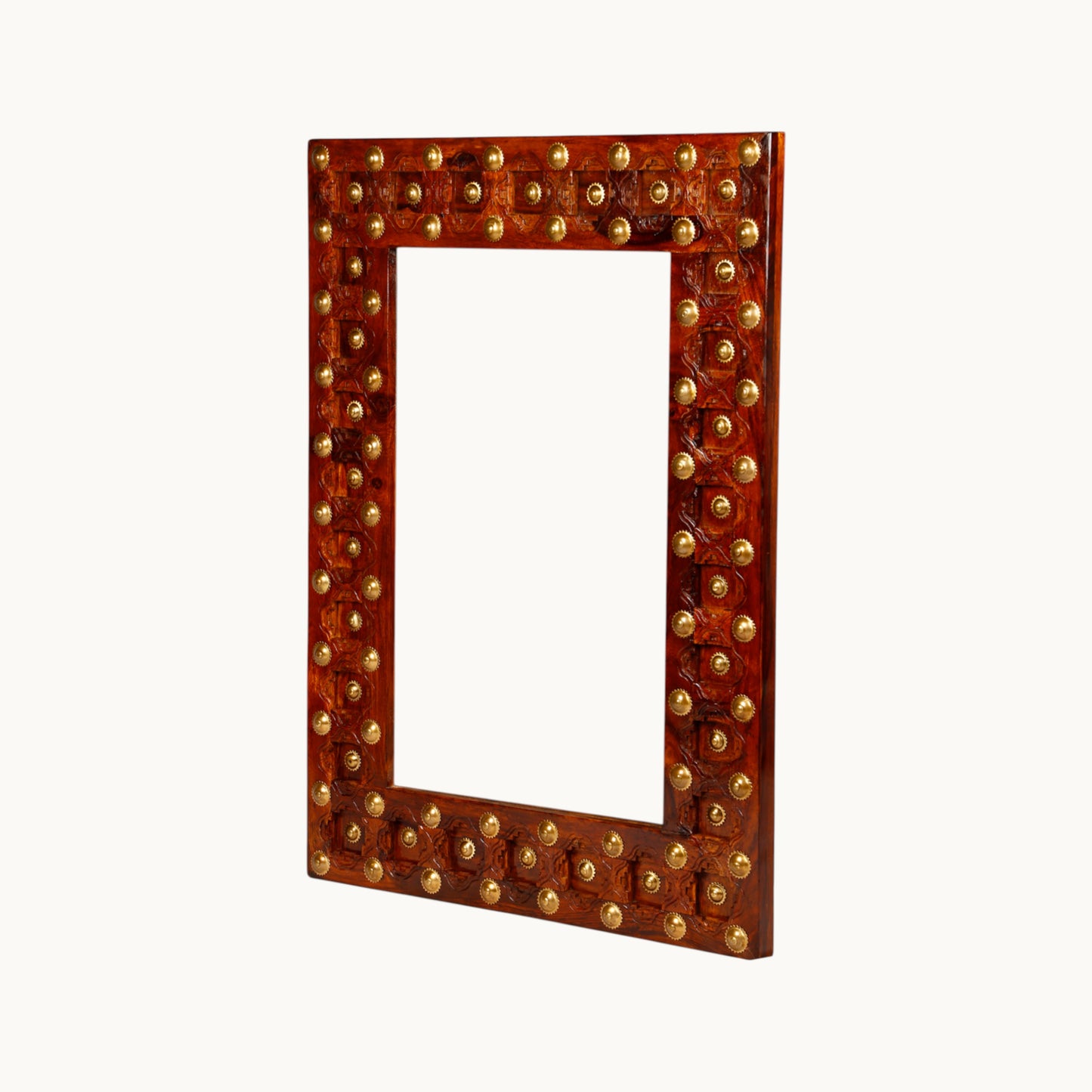 Thar Arts And Furniture - Sheesham wood Mirror with Frame brass art Finish