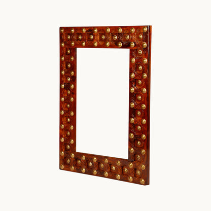 Thar Arts And Furniture - Sheesham wood Mirror with Frame brass art Finish
