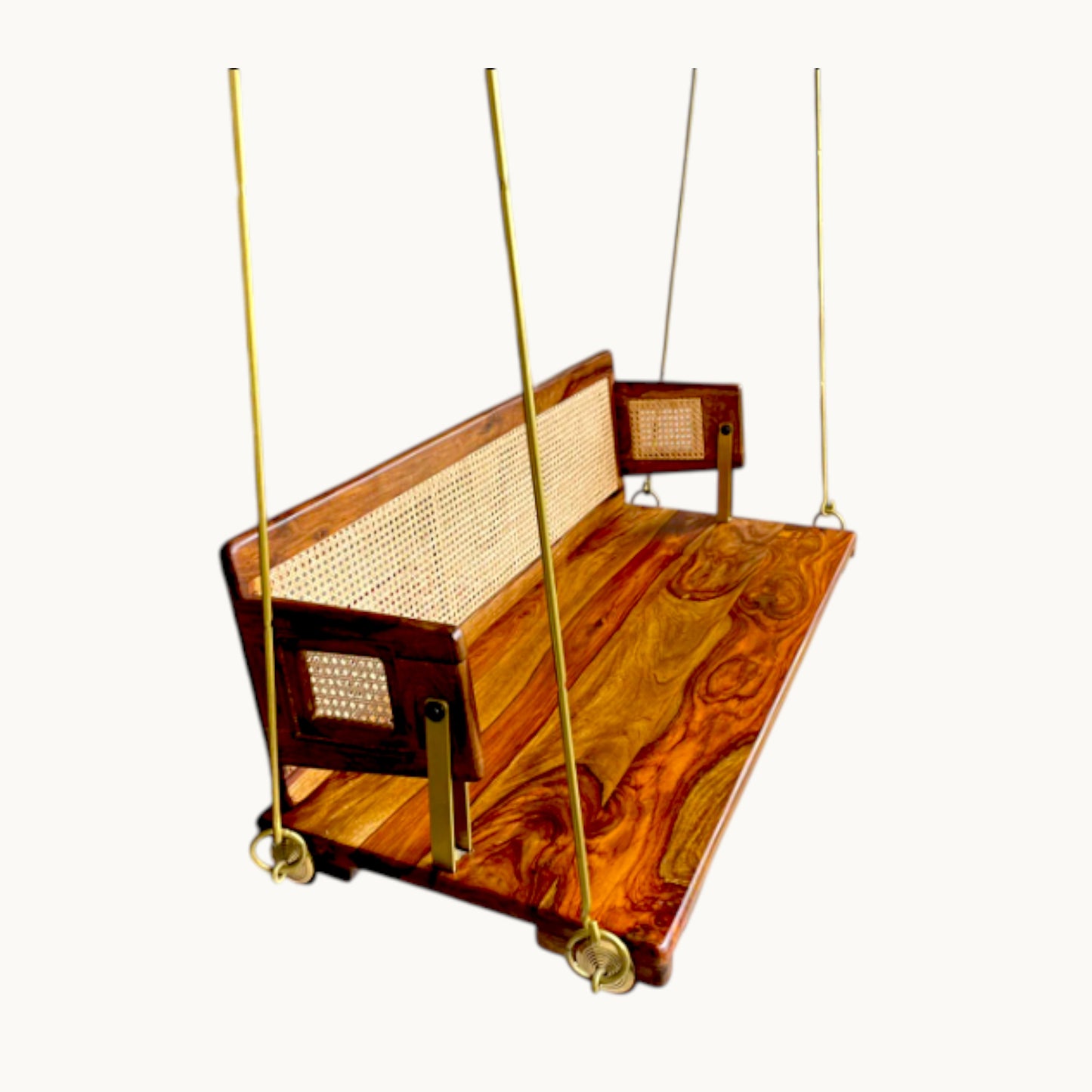 Thar Arts & Furniture - Solid Teak Wood & Cane Reversable Backrest Swing