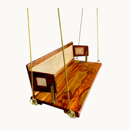 Thar Arts & Furniture - Solid Teak Wood & Cane Reversable Backrest Swing