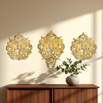 Thar Arts And Furniture - Brass Butterfly Wall Panel Set of Three