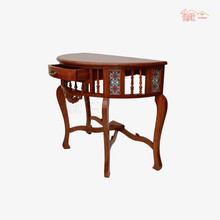 Semi Circle Shaped Carved Wooden Console Table