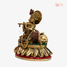 Brass Cow Krishna Statue