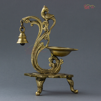 Brass Peacock Design Bell Lamp