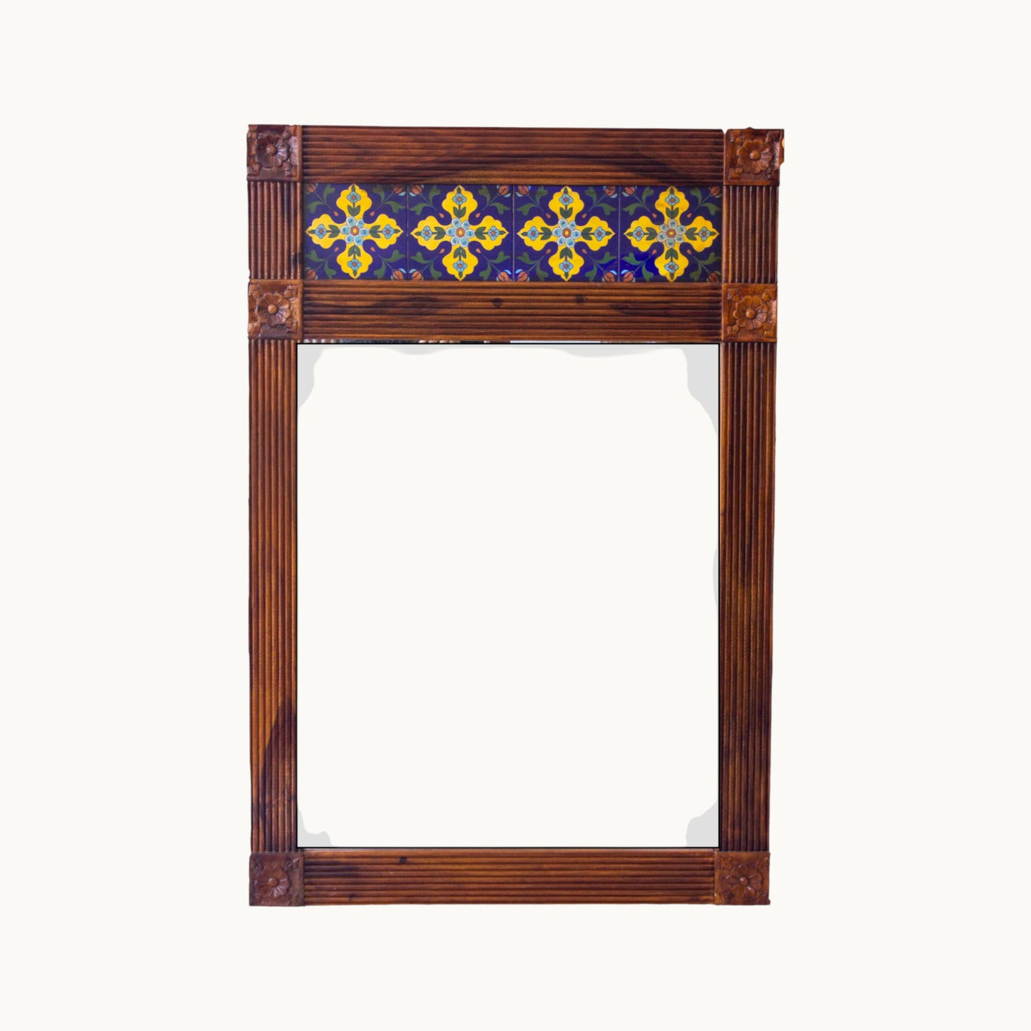 Thar Arts And Furniture - Sheesham wood Mirror with Frame tiles work