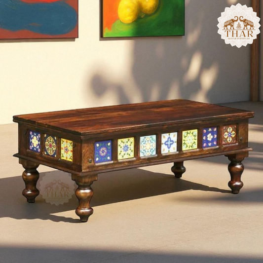 Thar Arts And Furniture - Sheesham Bench with Tiles