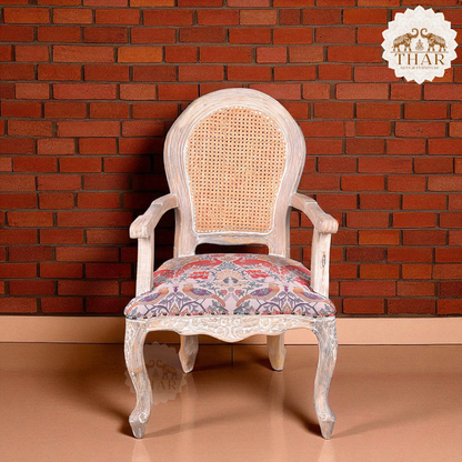 Thar Arts And Furniture - Natural Bamboo Cane Mudda Chair with armrest