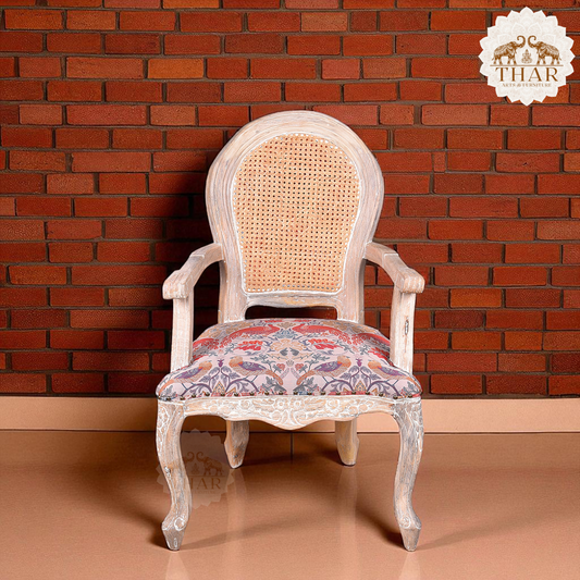 Thar Arts And Furniture - Natural Bamboo Cane Mudda Chair with armrest