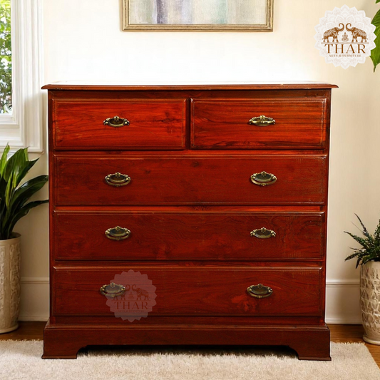 Thar Arts And Furniture - Teak Wood Chest of Drawer with Storage Cabinet