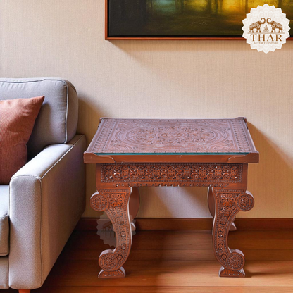 Thar Arts And Furniture - Teak Wood Hand Carved Center Table