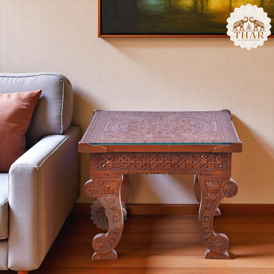 Thar Arts And Furniture - Teak Wood Hand Carved Center Table