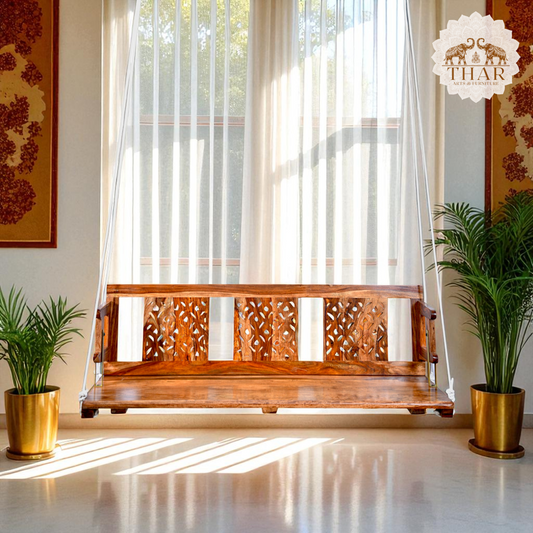 Thar Arts & Furniture - Solid Sheesham Wood Hand-Carved Swing