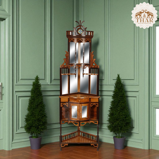 Thar Arts And Furniture - Teak Wood Dressing Table with Mirrors and Storage