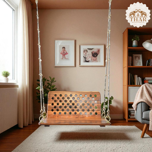 Thar Arts & Furniture - Teak Wood Wooden Swing with Back Rest